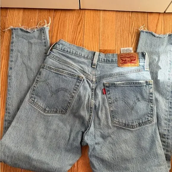 Women's Light Blue Straight Leg Jeans - Picture 9 of 11